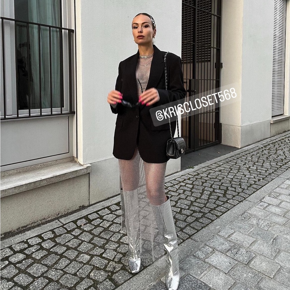 NWT Zara Laminated Heeled Boots